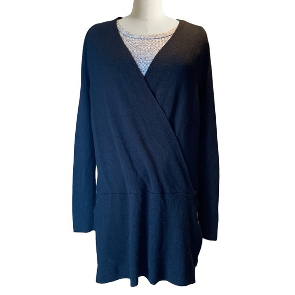 Eileen Fisher 100% Italian merino wool wrap tunic sweater in black Size Small - Picture 3 of 13